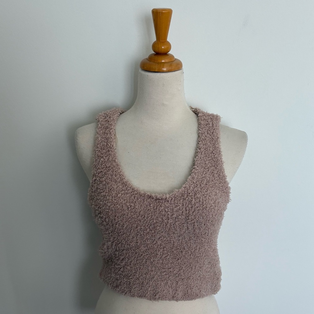 POL Womens Sweater Top Large Taupe Light Brown Ultra Soft Cozy Textured Cropped